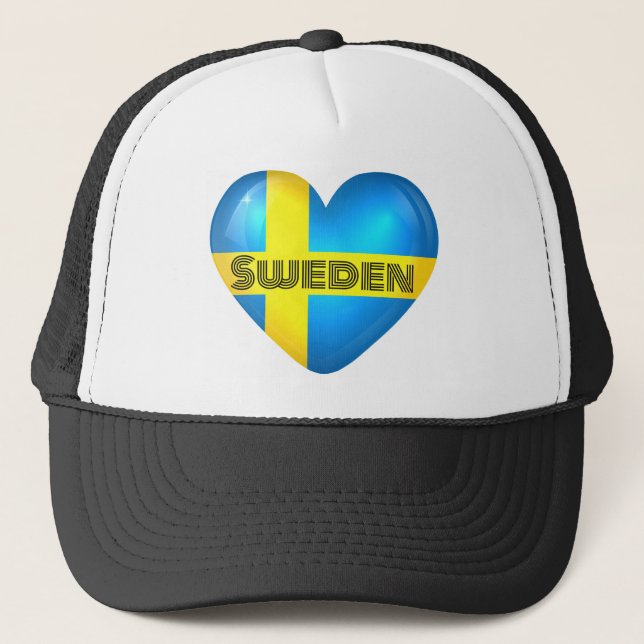 Sweden Heart Flag Trucker Hat (Front)