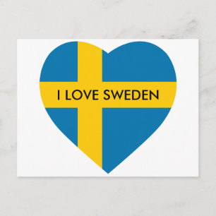 SWEDEN HEART SHAPED FLAG POSTCARD