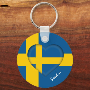 Sweden & Heart, Swedish Flag fashion /sport Key Ring