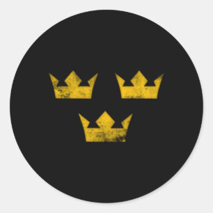 Sweden Heritage Tre Kronor Three Crowns Sverige Classic Round Sticker