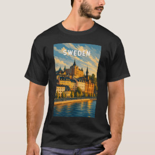 Sweden Illustration Travel Art Vintage T-Shirt