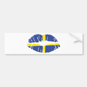 sweden kiss lipstick flag bumper sticker