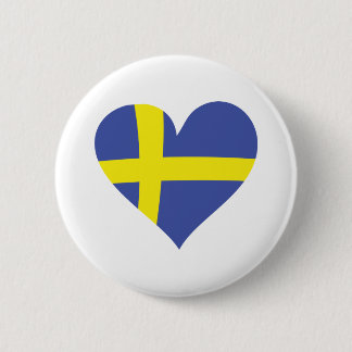 sweden love heart - swedish flag 6 cm round badge