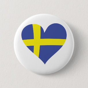 sweden love heart - swedish flag 6 cm round badge