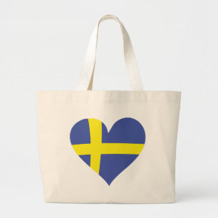 sweden love heart - swedish flag large tote bag