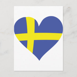 sweden love heart - swedish flag postcard