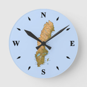 Sweden Map Clock