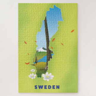 Sweden map illustrated travel poster. jigsaw puzzle