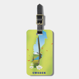 Sweden map illustrated travel poster. luggage tag