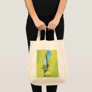 Sweden map illustrated travel poster. tote bag