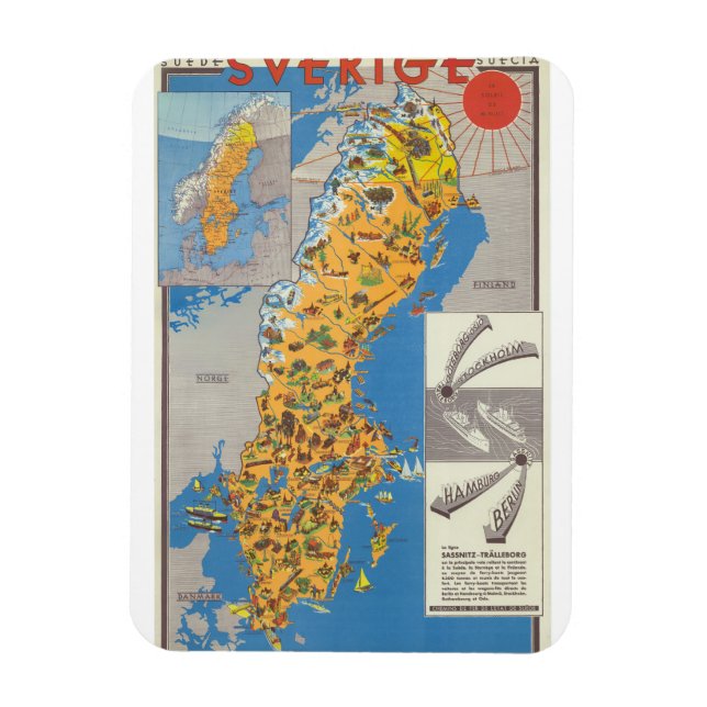 Sweden Map Magnet (Vertical)