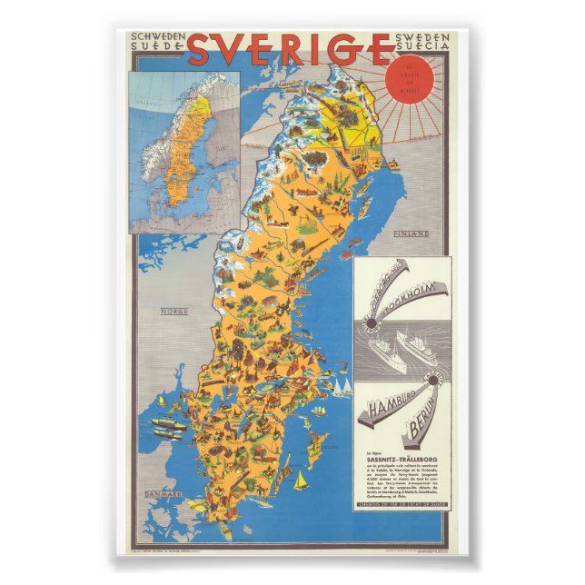 Sweden Map Photo Print (Front)