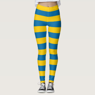 Sweden National Flag Colours Horizontal Striped Leggings
