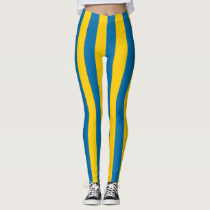 Sweden National Flag Colours Vertical Striped Leggings