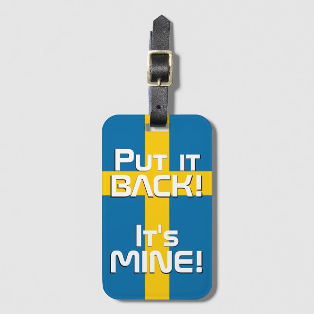 Sweden National Flag Funny Patriotic Luggage Tag (Front Vertical)