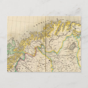 Sweden, Norway Atlas Map Postcard