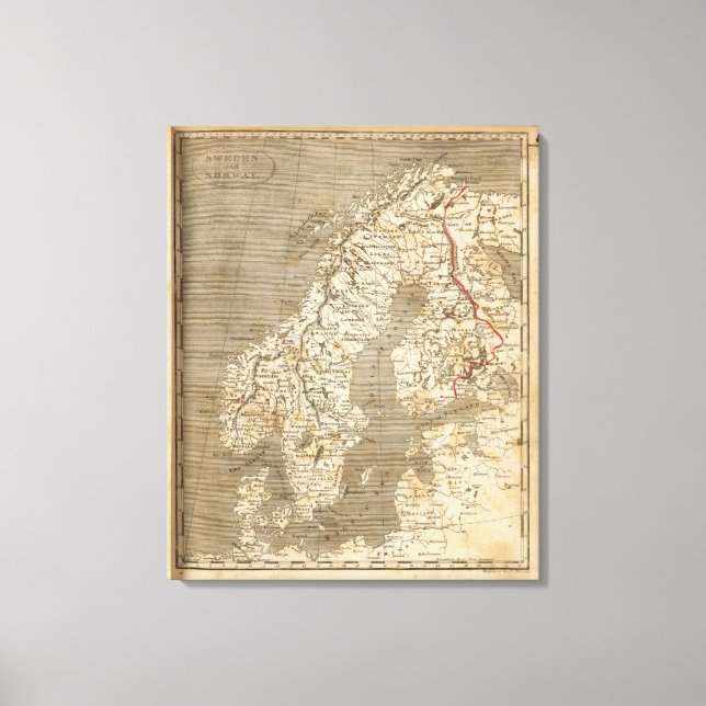 Sweden, Norway Map by Arrowsmith Canvas Print (Front)
