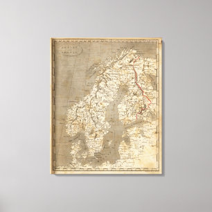 Sweden, Norway Map by Arrowsmith Canvas Print