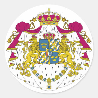 Sweden Official Coat Of Arms Heraldry Symbol Classic Round Sticker