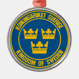 Sweden Round Emblem Metal Tree Decoration