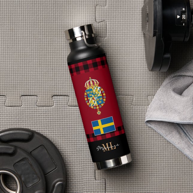 Sweden Rustic Vacuum Insulated, Swedish Flag Water Bottle (Gym)
