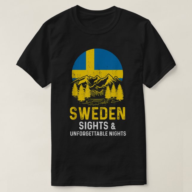 Sweden sights & unforgettable nights Swedish  T-Shirt (Design Front)