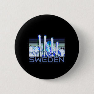 Sweden Ski Accessories Retro Swedish Skiing 6 Cm Round Badge