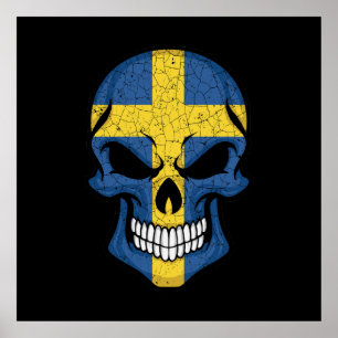Sweden Smiling Skull Flag Poster