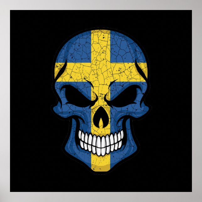 Sweden Smiling Skull Flag Poster (Front)
