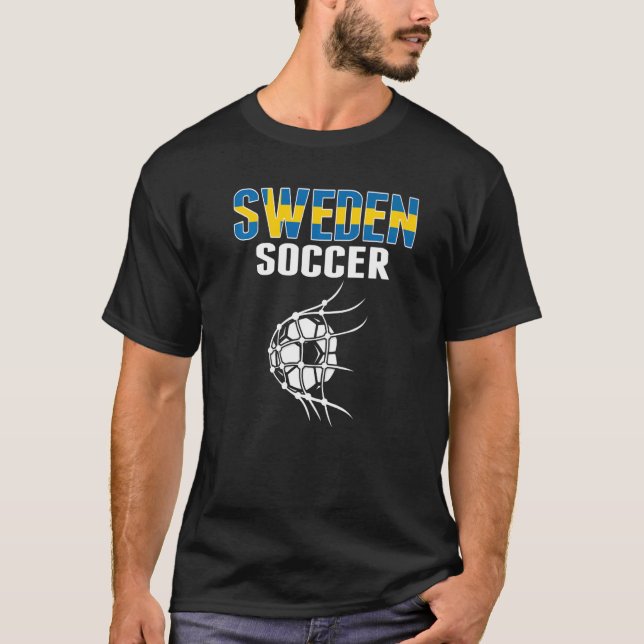 Sweden Soccer Ball In Net Goal  Swedish Football S T-Shirt (Front)
