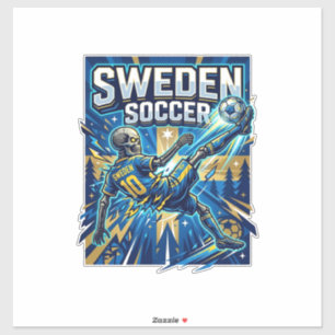Sweden Soccer Skeleton Striker Nations Poster Styl