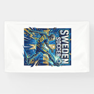 Sweden Soccer Skeleton Striker Nations Poster Styl Banner