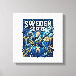 Sweden Soccer Skeleton Striker Nations Poster Styl Canvas Print