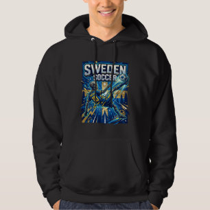Sweden Soccer Skeleton Striker Nations Poster Styl Hoodie