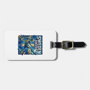 Sweden Soccer Skeleton Striker Nations Poster Styl Luggage Tag