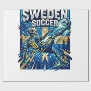 Sweden Soccer Skeleton Striker Nations Poster Styl Wrapping Paper