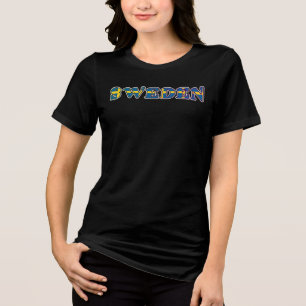 SWEDEN Special Customisable Black Tourist Tri-Blend Shirt