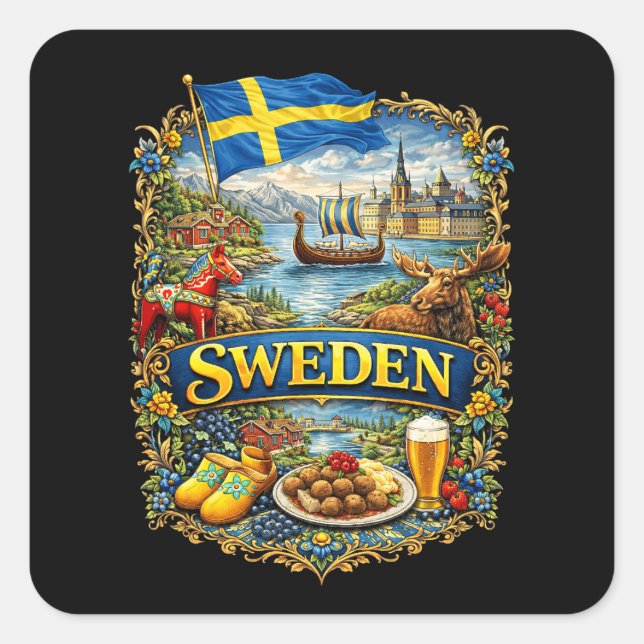 Sweden Square Sticker (Front)