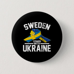 Sweden Stands With Ukraine Ukrainian Swedish Flag 6 Cm Round Badge