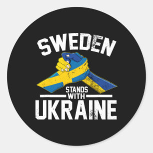 Sweden Stands With Ukraine Ukrainian Swedish Flag  Classic Round Sticker