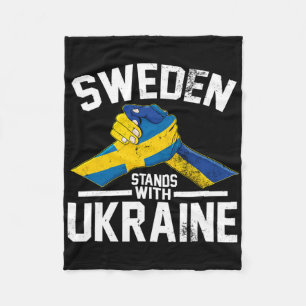 Sweden Stands With Ukraine Ukrainian Swedish Flag  Fleece Blanket