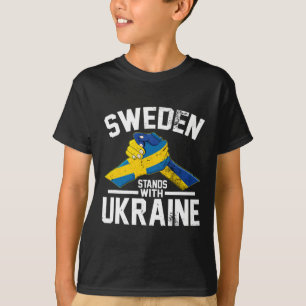 Sweden Stands With Ukraine Ukrainian Swedish Flag T-Shirt