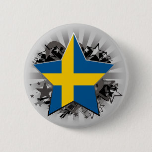 Sweden Star 6 Cm Round Badge