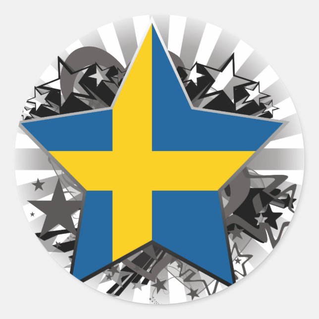 Sweden Star Classic Round Sticker (Front)