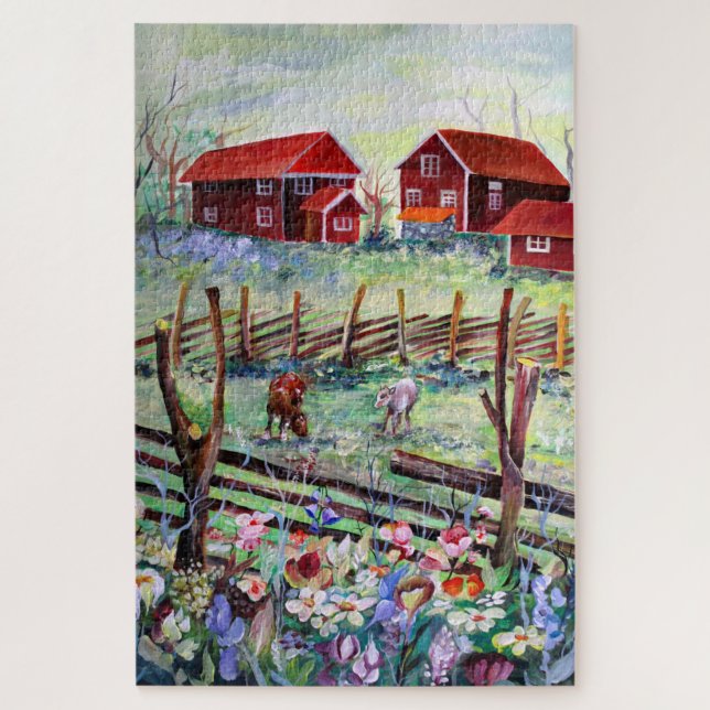Sweden Stuga Farm Scandinavian Farmhouse  Jigsaw Puzzle (Vertical)