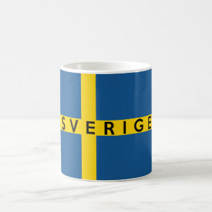 sweden sverige flag country swedish text name coffee mug