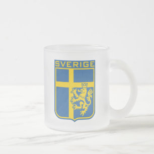 Sweden Sverige Frosted Glass Coffee Mug