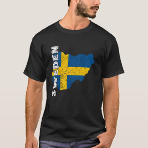 Sweden Sverige Map Vintage Swedish Flag Swedish Pr T-Shirt