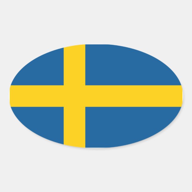 Sweden/Swede/Swedish Flag Oval Sticker (Front)