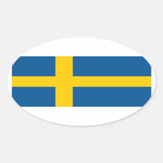 Sweden/Swede/Swedish Flag Oval Sticker